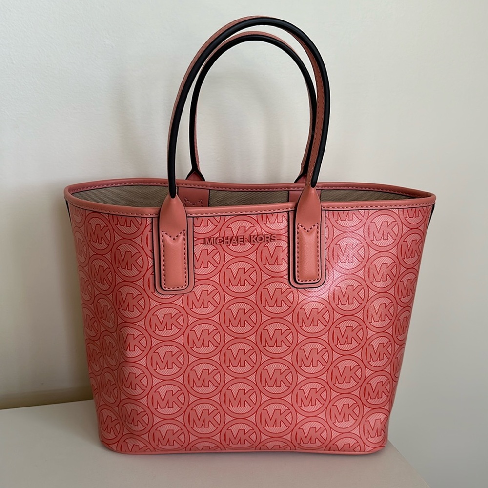 Michael Kors Jodie Logo Jacquard Tote Bag in Grapefruit Pink